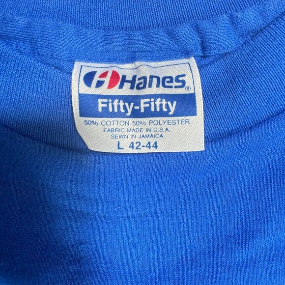 Hanes Fifty Fifty Royal Blue Caribbean Islands Map Graphic T Shirt Size Large - Picture 6 of 7